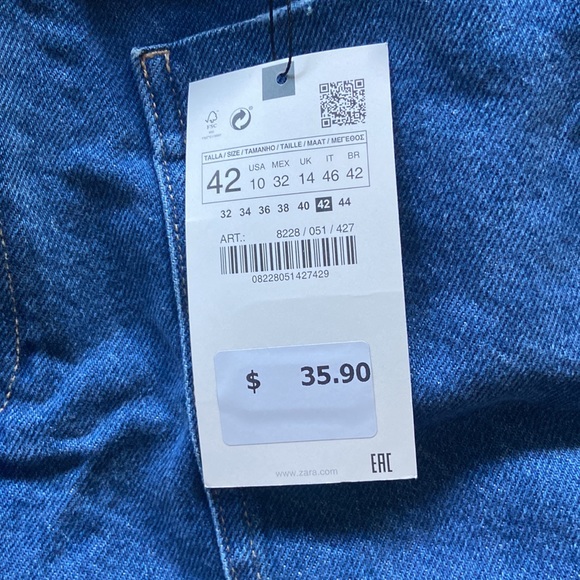 Zara Denim Paper Bag Shorts - size 10 - brand new - Picture 3 of 4